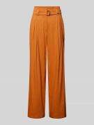 Marc Cain Flared Leinenhose mit Gürtel in Cognac, Größe 36