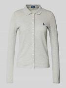 POLO RALPH LAUREN Longsleeve mit Label-Stitching in Hellgrau, Größe L