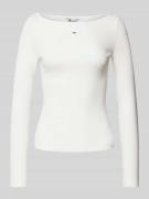 Tommy Jeans Longsleeve mit Label-Stitching in Offwhite, Größe L