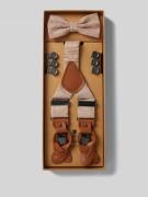 Prince Bowtie Fliege mit Hosenträgern aus reinem Leinen im Set in Beig...