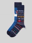 Christian Berg Men Socken mit Motiv-Stitching im 2er-Pack in Rauchblau...