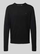 Tommy Hilfiger Strickpullover mit Logo-Stitching Modell 'PIMA' in Blac...