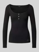 Guess Longsleeve in Ripp-Optik Modell 'KARLEE' in Black, Größe L