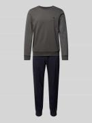 Emporio Armani Pyjama mit Label-Stitching in Dunkelgrau, Größe M