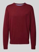 Fynch-Hatton Strickpullover mit Logo-Stitching in Bordeaux, Größe S