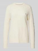 Gant Strickpullover mit Zopfmuster in Offwhite, Größe XL