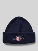 Gant Beanie mit Label-Stitching in Dunkelblau, Größe 1