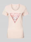 Guess T-Shirt mit Strasssteinbesatz in Hellrosa, Größe L
