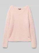 Guess Strickpullover mit gerippten Abschlüssen in Hellrosa, Größe 128