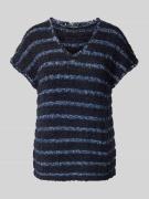 comma Strickshirt mit V-Ausschnitt in Marine, Größe 44