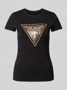 Guess T-Shirt mit Zierperlenbesatz in Black, Größe XS