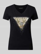 Guess T-Shirt mit Label-Print in Black, Größe XS