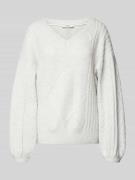 B.Young Strickpullover mit V-Ausschnitt Modell 'Medi' in Offwhite Mela...