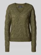 Pieces Regular Fit Strickpullover mit Alpakawolle und Fallmaschenmuste...