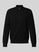 OLYMP Level Five Slim Fit Strickjacke mit Stehkragen in Black, Größe M