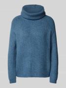 More & More Strickpullover mit Rollkragen in Rauchblau, Größe 44