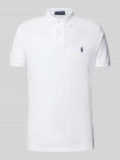 Polo Ralph Lauren Slim Fit Poloshirt mit Label-Stitching in Weiss, Grö...