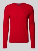 Polo Ralph Lauren Strickpullover mit Logo-Stitching in Rot, Größe XXL