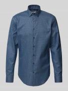 Jake*s Slim Fit Business-Hemd mit Knopfleiste in Marine, Größe 41/42