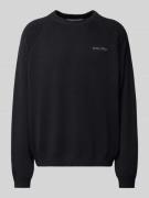 REVIEW Strickpullover mit gerippten Abschlüssen in Black, Größe L