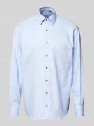 ETERNA Comfort Fit Businesshemd aus Uni Struktur in Bleu, Größe 46