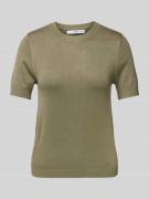 Mango Strickshirt mit Rundhalsausschnitt in Khaki, Größe S