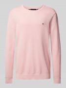 Tommy Hilfiger Strickpullover mit Logo-Stitching in Pink, Größe L