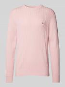 Tommy Hilfiger Slim Fit Strickpullover mit Fischgrät-Struktur in Pink,...