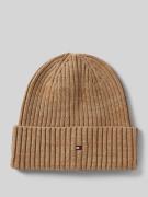 Tommy Hilfiger Beanie aus Baumwoll-Mix mit Kaschmir-Anteil in Beige Me...
