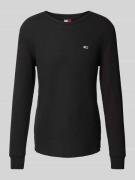 Tommy Jeans Slim Fit Longsleeve mit Label-Stitching in Black, Größe L