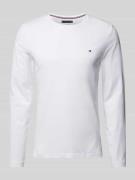 Tommy Hilfiger Slim Fit Langarmshirt mit Baumwoll-Anteil in Weiss, Grö...