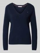 Tommy Hilfiger Strickpullover mit Logo-Stitching in Marine, Größe L