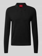 HUGO Strickpullover mit Polokragen in Black, Größe L