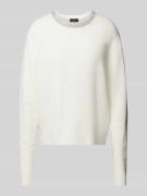 monari Strickpullover mit Ziersteinbesatz in Offwhite, Größe 38