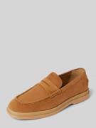HUGO Lederloafers mit Label-Details Modell 'Chaol' in Cognac, Größe 41
