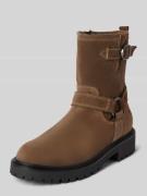 Marc O'Polo Biker Boot aus softem Velourleder in Taupe, Größe 36