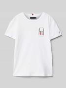 Tommy Hilfiger Teens T-Shirt mit Label-Print in Weiss, Größe 128