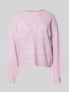 Vila Strickpullover mit Lochstickerei Modell 'RIL' in Rosa, Größe L