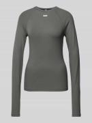 Karo Kauer Longsleeve mit Label-Applikation in Anthrazit, Größe S