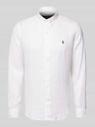 Polo Ralph Lauren Slim Fit Leinenhemd mit Button-Down-Kragen in Weiss,...