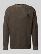 ELIAS RUMELIS Strickpullover mit Label-Patch Modell 'Lester' in Oliv, ...