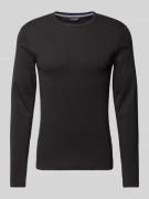 Lindbergh Slim Fit Longsleeve mit geripptem Rundhalsausschnitt in Blac...