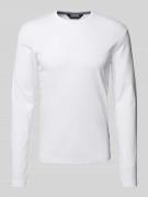 Lindbergh Slim Fit Longsleeve mit geripptem Rundhalsausschnitt in Offw...