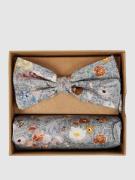 Prince Bowtie Fliege und Einstecktuch im Set aus Seiden-Baumwoll-Mix i...