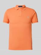 Polo Ralph Lauren Slim Fit Poloshirt mit Label-Stitching in Orange, Gr...