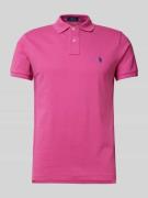 Polo Ralph Lauren Slim Fit Poloshirt mit Label-Stitching in Pink, Größ...