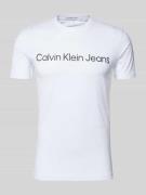 Calvin Klein Jeans T-Shirt mit Rundhalsausschnitt in Weiss, Größe L