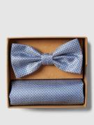 Prince Bowtie Fliege und Einstecktuch im Set mit Webmuster in Marine, ...