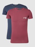 Emporio Armani T-Shirt mit Label-Print in Bordeaux, Größe M
