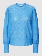 Object Longsleeve mit Lochmuster in Blau, Größe M